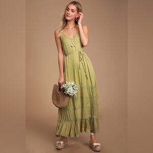 Lulu's Sage Green Maxi Dress